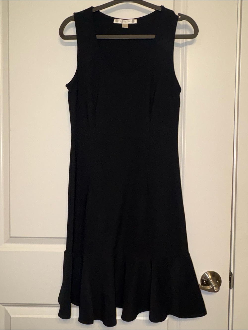 Boston Proper Black Sleeveless Midi Dress with Flared Hem